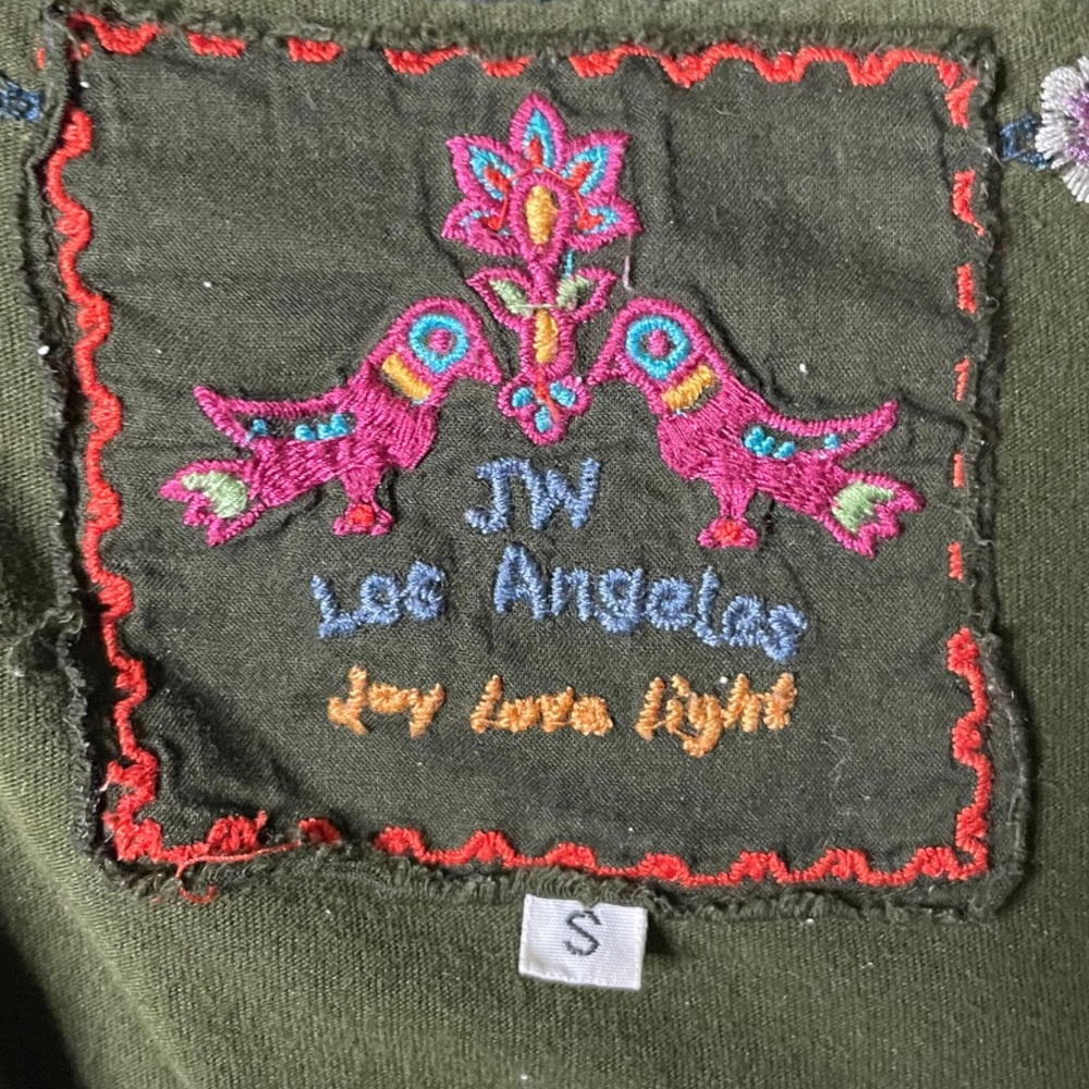 Johnny Was LA Embroidered Long Sleeve Olive Embroidered Dress - Picture 7 of 10